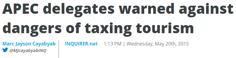 APEC delegates warned against dangers of taxing tourism